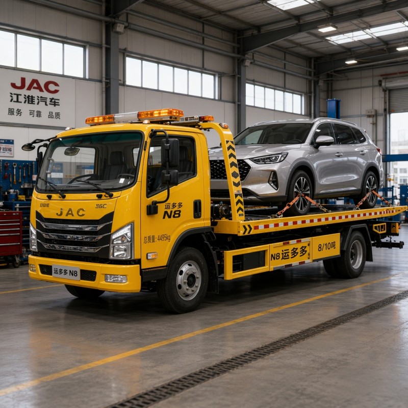 JAC N8 8-Ton Flatbed Wrecker Tow Truck พร้อมเครื่องยนต์ Cummins 160HP